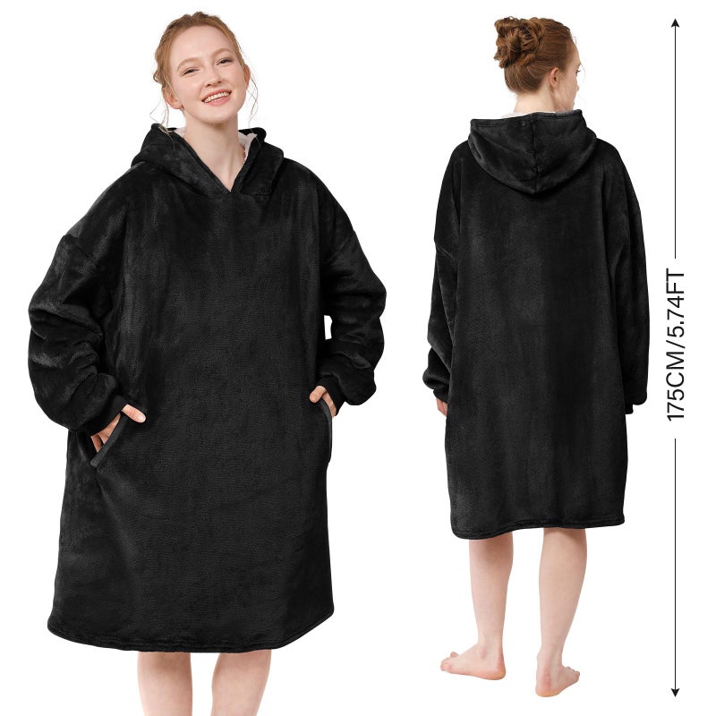 LetsFunny Blanket Hoodie,Oversized Wearable Sherpa Fleece Blanket Sweatshirt,Super Soft Warm Cozy with Giant Pocket,Gifts for Women Men Adults Teenagers Kids, One Size Fits All - Image 2